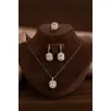 Kadın Gümüş Set - Kare Baget Taşlı Baget Süslemeli Rodyumlu Kadın Set Kadın Gümüş Set - Kare Baget Taşlı Baget Süslemeli Rodyumlu Kadın Set