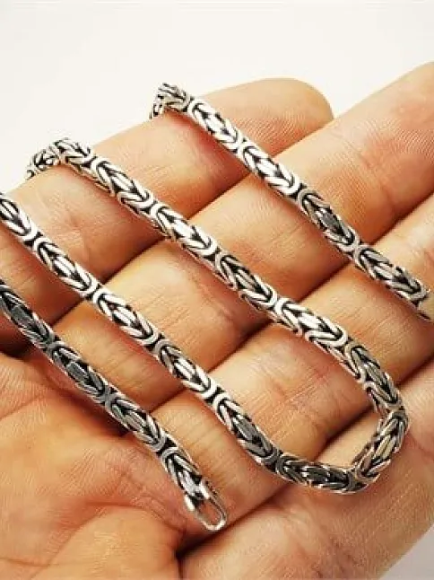 Gümüş Erkek Kral Zincir Kolye 3,5mm Orta Kalınlıkta Gümüş Erkek Kral Zincir Kolye 3,5mm Orta Kalınlıkta