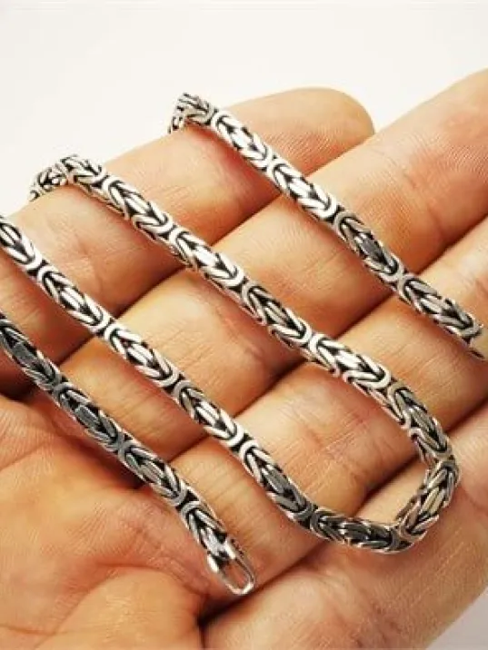 Gümüş Erkek Kral Zincir Kolye 3,5mm Orta Kalınlıkta