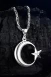 Erkek Gümüş Kolye - Ay Yıldız Motifli Kral Zincirli Erkek Kolye Erkek Gümüş Kolye - Ay Yıldız Motifli Kral Zincirli Erkek Kolye