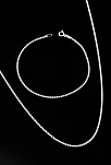Kadın Gümüş Kolye Bileklik Set - 925 Ayar 1.5mm Küp Zincir Gümüş Set