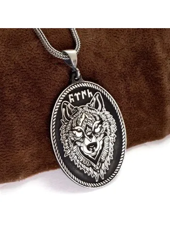 Türk Yazılı Bozkurt Erkek Gümüş Kolye Zincir