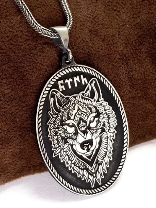 Türk Yazılı Bozkurt Erkek Gümüş Kolye Zincir