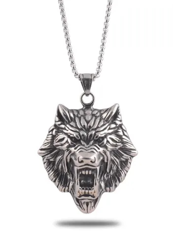 Kurt Başlı Erkek Çelik Zincir Kolye Cklaslnkafa-gms