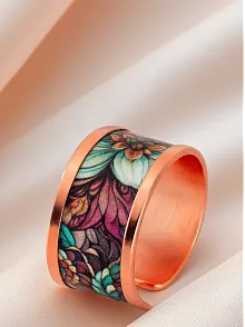 Kadın Bakır Yüzük - Ahri Model Özel Baskı Metal Kutu Ve Doğal Taşlar