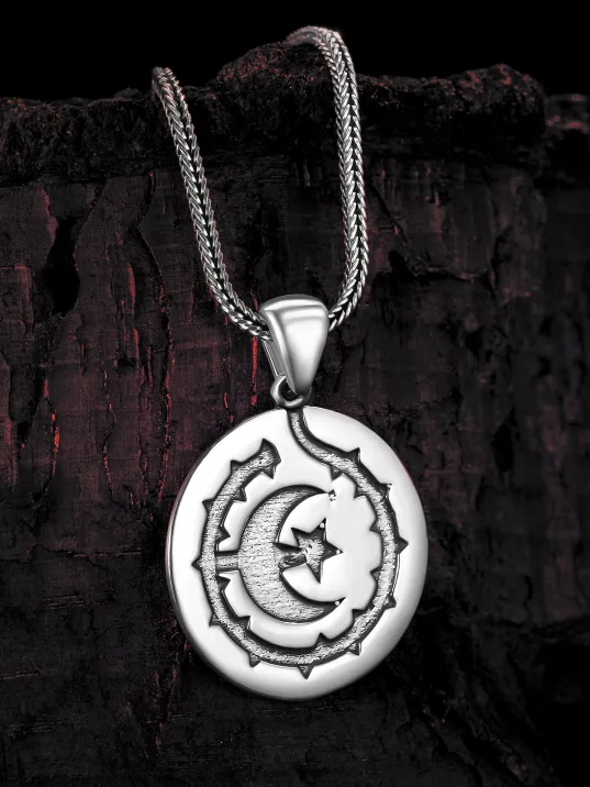 Erkek Gümüş Kolye - Ay Yıldız İşlemeli Tilki Kuyruğu Zincir Erkek Gümüş Kolye Erkek Gümüş Kolye - Ay Yıldız İşlemeli Tilki Kuyruğu Zincir Erkek Gümüş Kolye