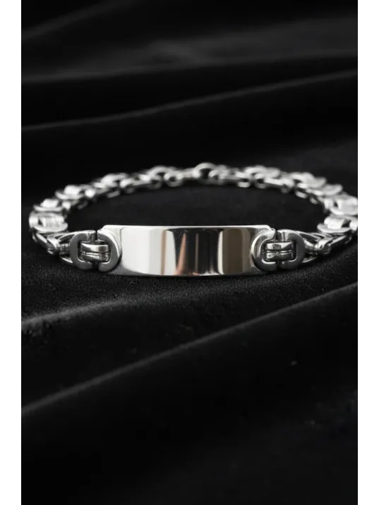 Erkek Çelik Bileklik - İsim Yazılabilir Euro Kral Zincir Model Erkek Bileklik