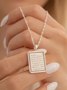 Kadın Kolye-Gümüş Ayetel Kürsi Duası İşlemeli Kadın Kolye
