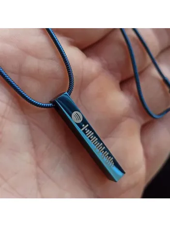 Spotify Şarkı Kodlu Çelik Mavi Bar Çubuk Kolye Snake Zincir CKLSPOTYKLY-MAV