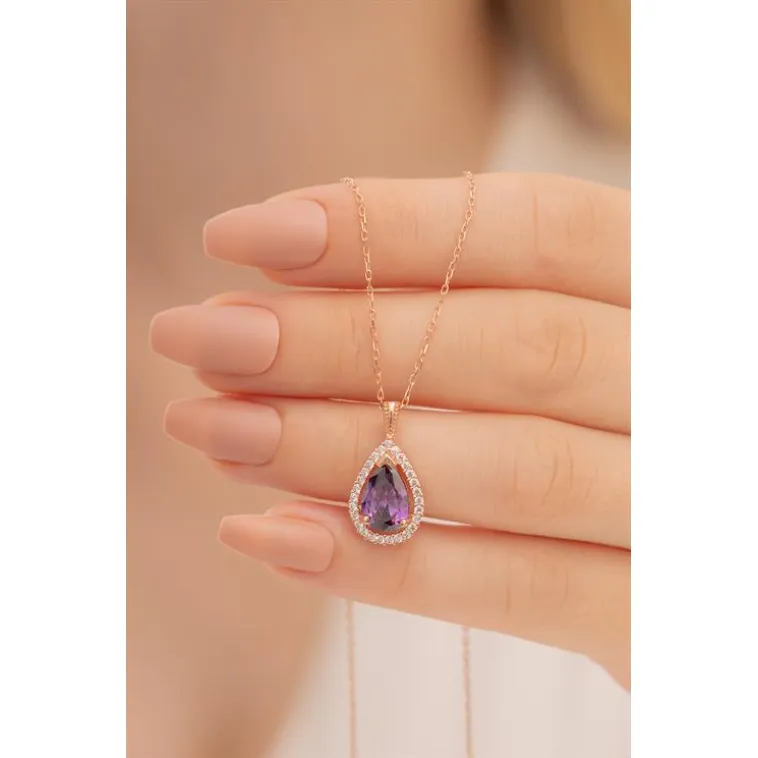 Damla Model Mistik Topaz Taşlı Kadın Gümüş Kolye GKLMSTKTPZ1-ROS Damla Model Mistik Topaz Taşlı Kadın Gümüş Kolye GKLMSTKTPZ1-ROS
