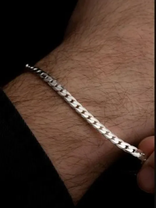 Erkek Gümüş Bileklik - 925 Ayar Ezme Gurmet Gümüş Bileklik 4mm