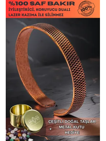 Erkek Kadın Bakır Bileklik - Yatay Çizgili Erkek Kadın Bileklik Bilezik