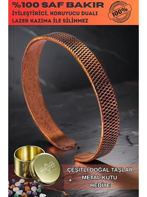 Erkek Kadın Bakır Bileklik - Yatay Çizgili Erkek Kadın Bileklik Bilezik
