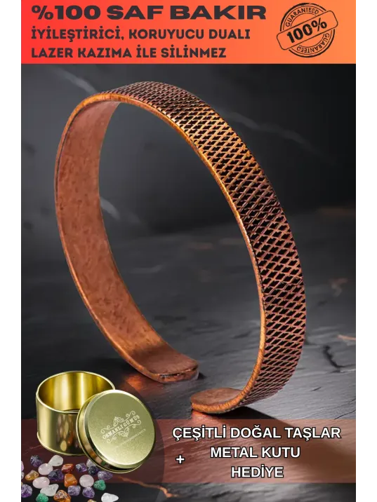 Erkek Kadın Bakır Bileklik - Yatay Çizgili Erkek Kadın Bileklik Bilezik