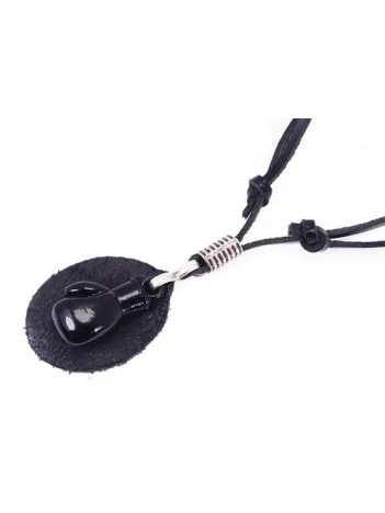 Siyah Boks Eldiveni Erkek Deri Kolye