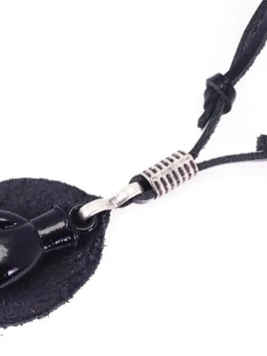 Siyah Boks Eldiveni Erkek Deri Kolye