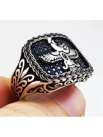 Ahura Mazda Zerdüşt Gümüş Erkek Yüzük Lüks Model