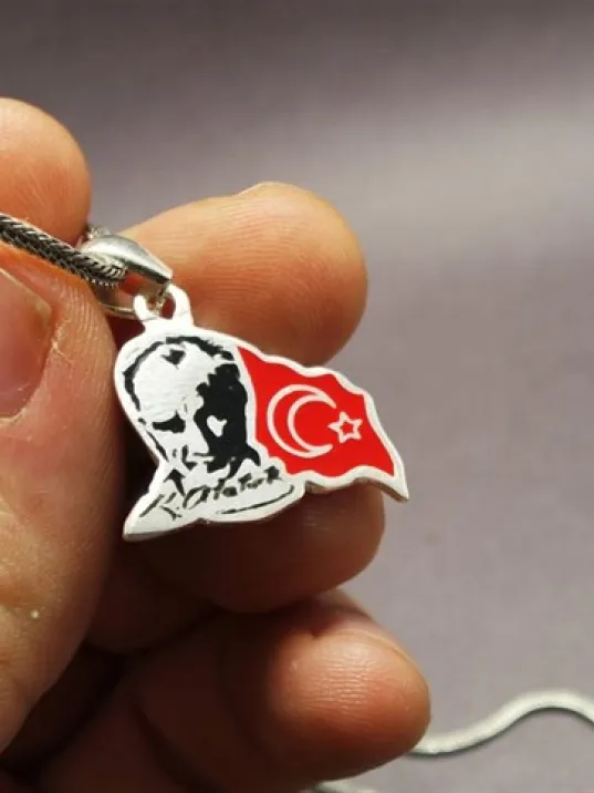 Atatürk Ve Ay Yıldız’lı Gümüş Erkek Kolye Zincir