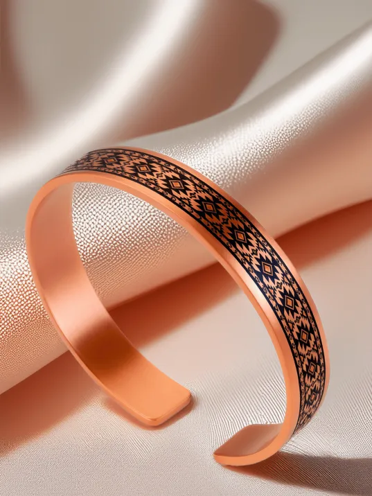 Kadın Bakır Bileklik Yüzük Set - Anna Model Özel Baskı Metal Kutu Ve Kuvars Taşı Kadın Bakır Bileklik Yüzük Set - Anna Model Özel Baskı Metal Kutu Ve Kuvars Taşı