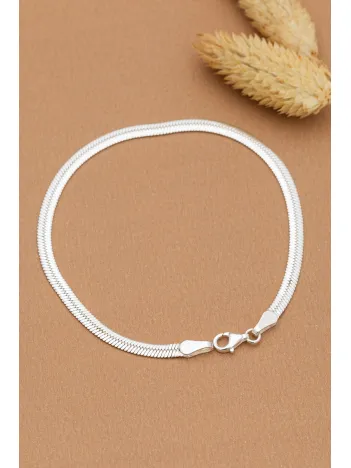 Kadın Gümüş Bileklik - 925 Ayar Bombeli Ezme Model Gümüş Kadın Bileklik