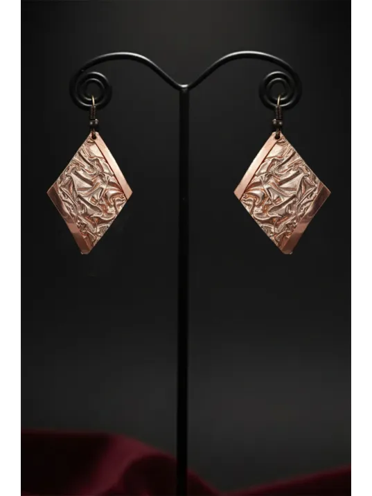 Kadın Bakır Set - Bej Sonbahar Işıltısı Kalın Model Bakır Kadın Kolye Bileklik Yüzük Küpe Set