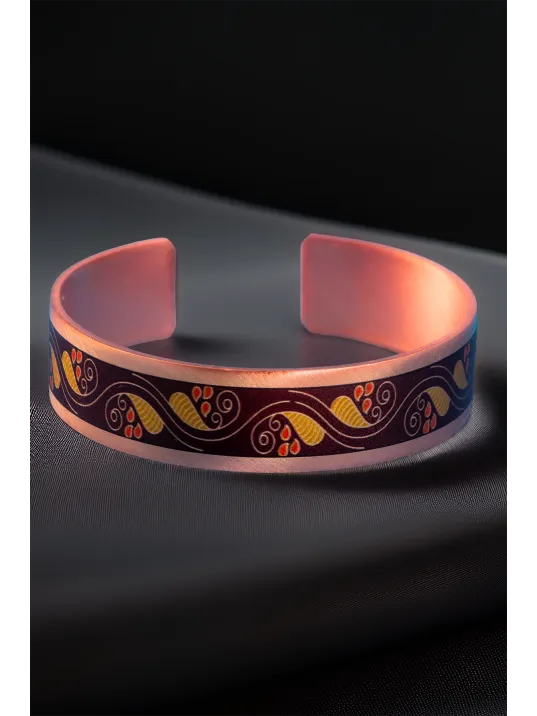 Kadın Bakır Bileklik - Sonbahar Model Özel Baskı Metal Kutu Ve Kuvars Taşı Kadın Bakır Bileklik - Sonbahar Model Özel Baskı Metal Kutu Ve Kuvars Taşı