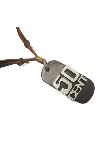 50cent Kahverengi Erkek Deri Kolye