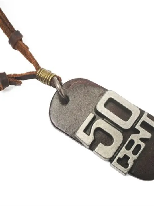 50cent Kahverengi Erkek Deri Kolye