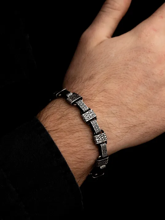 Erkek Gümüş Bileklik - Etnik Desenli Blok Model 2 Gümüş Bileklik Künye Erkek Gümüş Bileklik - Etnik Desenli Blok Model 2 Gümüş Bileklik Künye