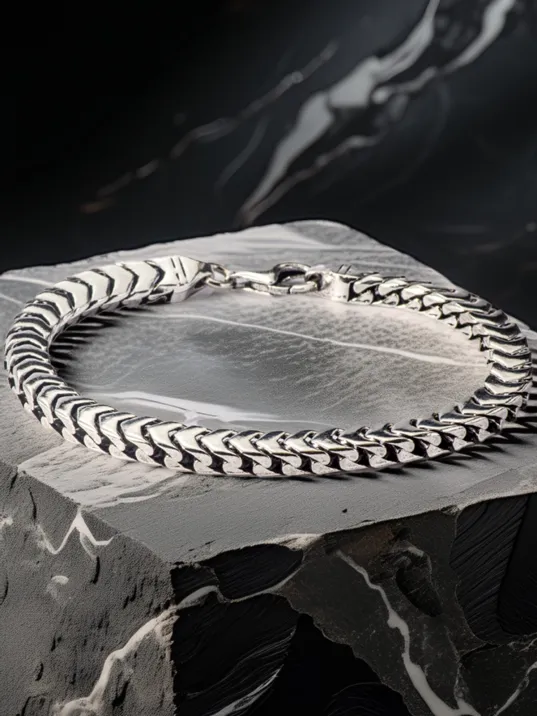 Erkek Gümüş Bileklik - Kalın Yassı Snake Parlak Model Erkek Künye Erkek Gümüş Bileklik - Kalın Yassı Snake Parlak Model Erkek Künye