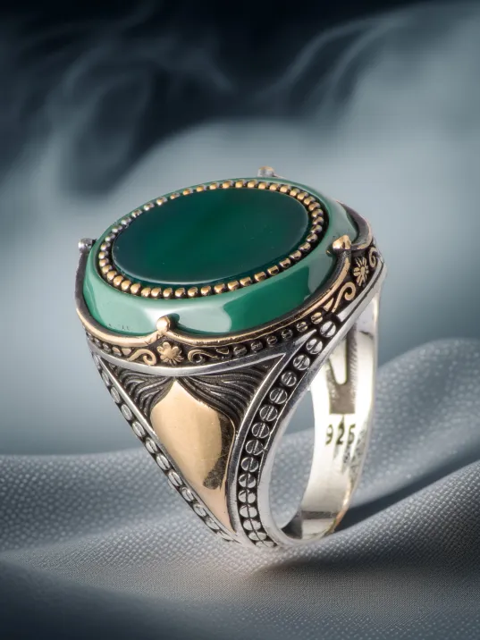 Erkek Yeşil Akik Taşlı İsim Yazılabilir 925 Ayar Gümüş Yüzük Erkek Yeşil Akik Taşlı İsim Yazılabilir 925 Ayar Gümüş Yüzük