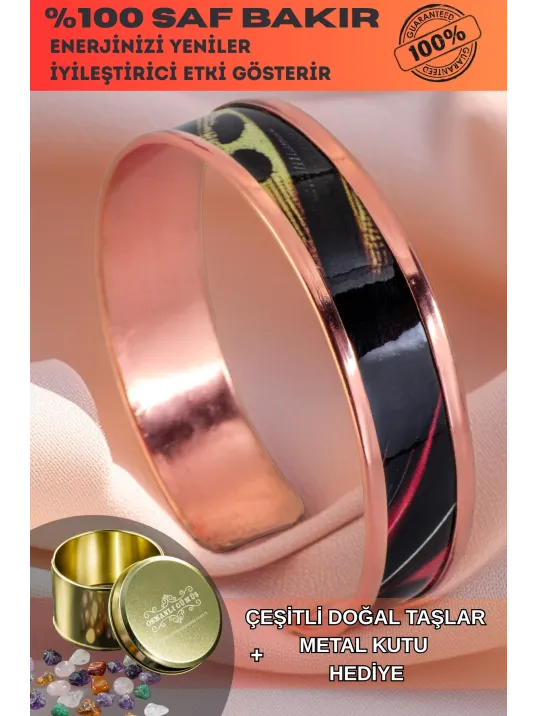 Kadın Bakır Bileklik - Sofia Model Özel Baskı Metal Kutu Ve Doğal Taşlar Kadın Bakır Bileklik - Sofia Model Özel Baskı Metal Kutu Ve Doğal Taşlar