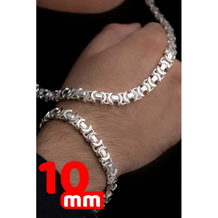 Erkek Gümüş Kolye Bileklik Set - Parlak Euro Kral Kolye Bileklik Gümüş Set Erkek Gümüş Kolye Bileklik Set - Parlak Euro Kral Kolye Bileklik Gümüş Set