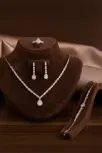 Kadın Gümüş Takı Seti - Aylin Damla Model Zirkon Taşlı Kolye, Bileklik, Yüzük, Küpe Tam Set Kadın Gümüş Takı Seti - Aylin Damla Model Zirkon Taşlı Kolye, Bileklik, Yüzük, Küpe Tam Set