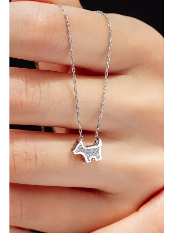Kadın Gümüş Kolye - Swarovski Taşlı Zirconia Köpek Motifli Kadın Kolye Kadın Gümüş Kolye - Swarovski Taşlı Zirconia Köpek Motifli Kadın Kolye