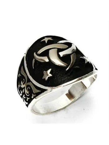 Gümüş Erkek Yüzük Teşkilatı Mahsusa Motifli