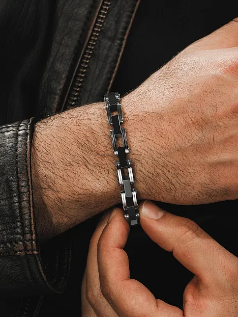 Erkek Çelik Bileklik - Siyah Vida Model Çelik Bileklik