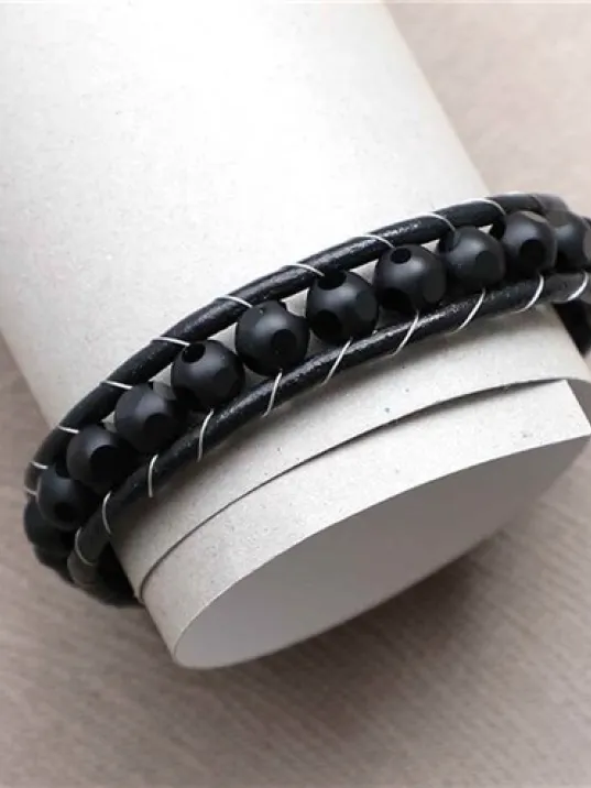 Kadın Erkek Doğal Taş Bileklik - Siyah Oniks Doğal Taşı Kadın Erkek Bileklik Kadın Erkek Doğal Taş Bileklik - Siyah Oniks Doğal Taşı Kadın Erkek Bileklik