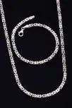Erkek Gümüş Kolye Bileklik Set - 4.5mm Dikdörtgen Kesim Yassı Kral Gümüş Kolye Bileklik Set Erkek Gümüş Kolye Bileklik Set - 4.5mm Dikdörtgen Kesim Yassı Kral Gümüş Kolye Bileklik Set