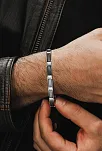 Erkek Gümüş Bileklik -Tasarım Parlak Çizgili Model 925 Ayar Erkek Bileklik
