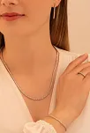 Kadın Gümüş Takı Seti - Duru Zirkon Taşlı Model Kolye, Bileklik, Yüzük, Küpe Tam Set