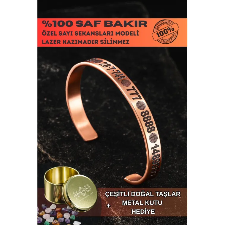 Saf Bakır Bileklik Silinmez Melek Sayı Sekansları Aşk Para Sağlık Metal Kutu Taş Her Bileğe Uyar Saf Bakır Bileklik Silinmez Melek Sayı Sekansları Aşk Para Sağlık Metal Kutu Taş Her Bileğe Uyar