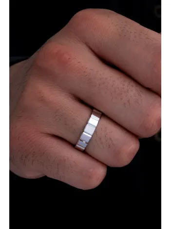 Erkek Gümüş Yüzük - 925 Ayar Terahertz Model Gümüş Alyans Yüzük