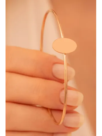 Kadın Gümüş Bileklik - El Yapımı Gümüş Elips Motifli Kadın Bileklik Kelepçe