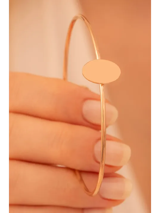 Kadın Gümüş Bileklik - El Yapımı Gümüş Elips Motifli Kadın Bileklik Kelepçe