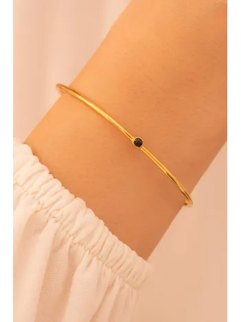 Kadın Gümüş Bileklik - Kadın Kelepçe - El Yapımı Altın Kaplama Safir Taşlı Zarif Kadın Bileklik