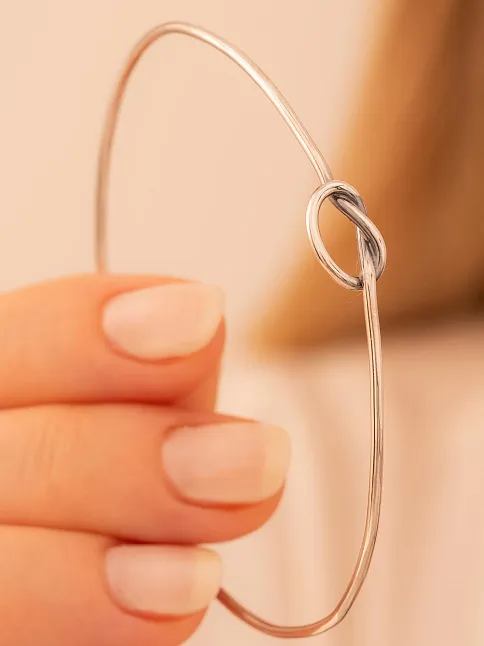 Kadın Gümüş Bileklik - El Yapımı Oksitli Gümüş Aşk Düğümü Model 2 Kadın Bileklik