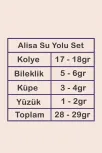 Alisa Bayan Zirkon Taşlı Gümüş Su Yolu Set - Kolye, Bileklik, Küpe, Yüzük