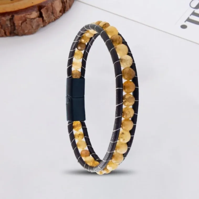 Erkek Doğaltaş Bileklik - 6Mm Damarlı Faset Kesim Doğal Kahverengi Akik Taşlı Deri Kordon Bileklik Erkek Doğaltaş Bileklik - 6Mm Damarlı Faset Kesim Doğal Kahverengi Akik Taşlı Deri Kordon Bileklik