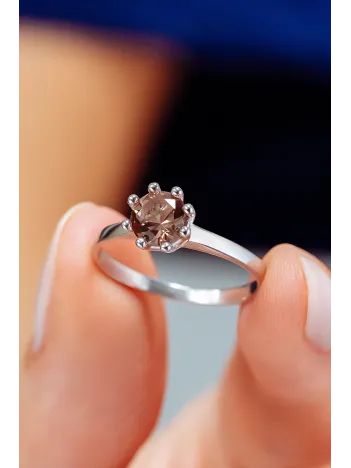 Kadın Gümüş Yüzük - Zultanit Taşlı Tektaş Gümüş Yüzük